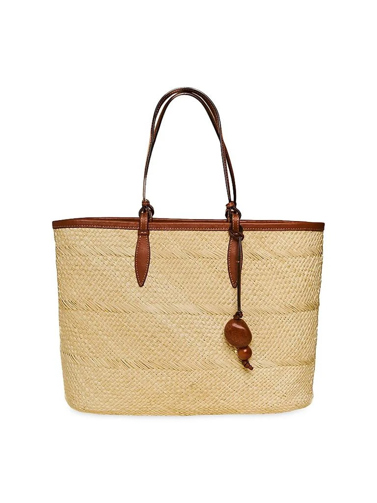 Hunting Season Leather-Trimmed Woven Tote Bag 1