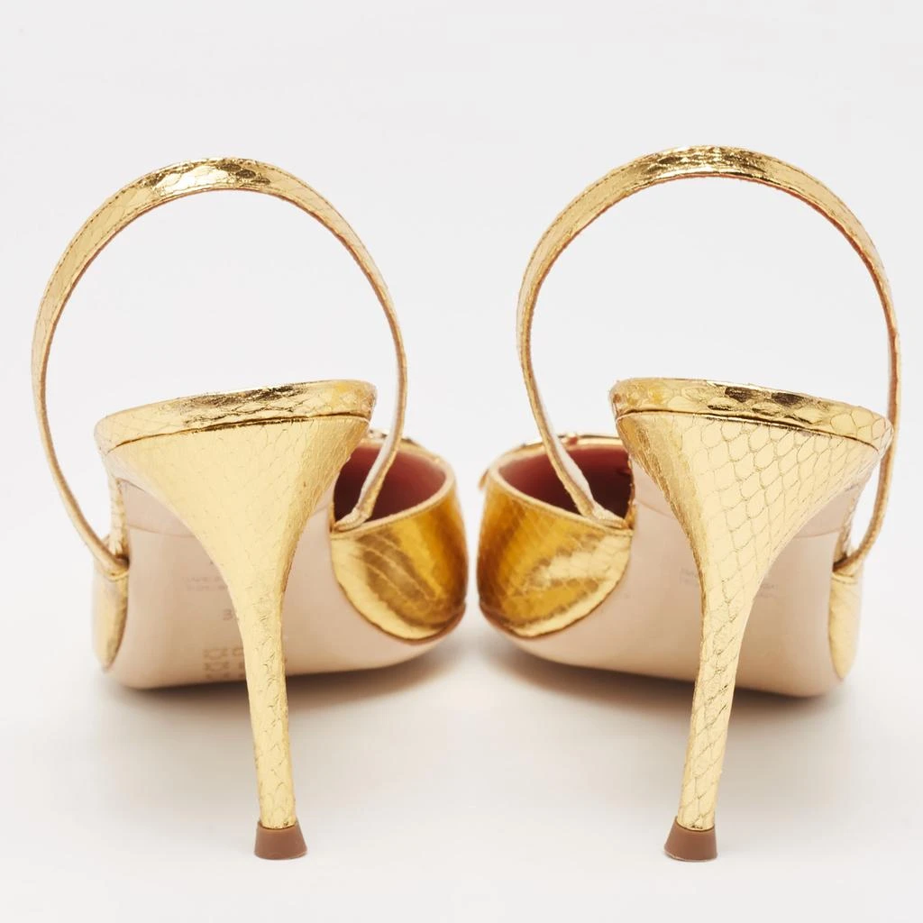 CH Carolina Herrera CH Carolina Herrera Metallic Gold Python Embellished Slingback Pumps Size 39 5