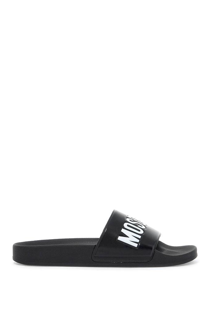 ◆MOSCHINO◆モスキーノ rubber slides with logo branding Logo rubber slides in black - Moschino Kids | Mytheresa