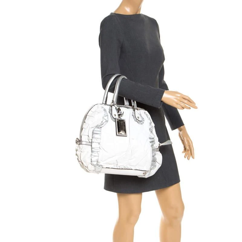 Dolce & Gabbana Dolce & Gabbana Silver Leather Miss Rouche Distressed Satchel 2