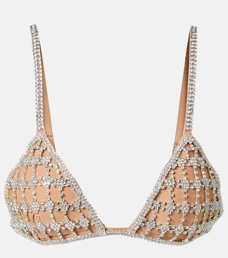 Self Portrait Crystal-embellished mesh bra top 1