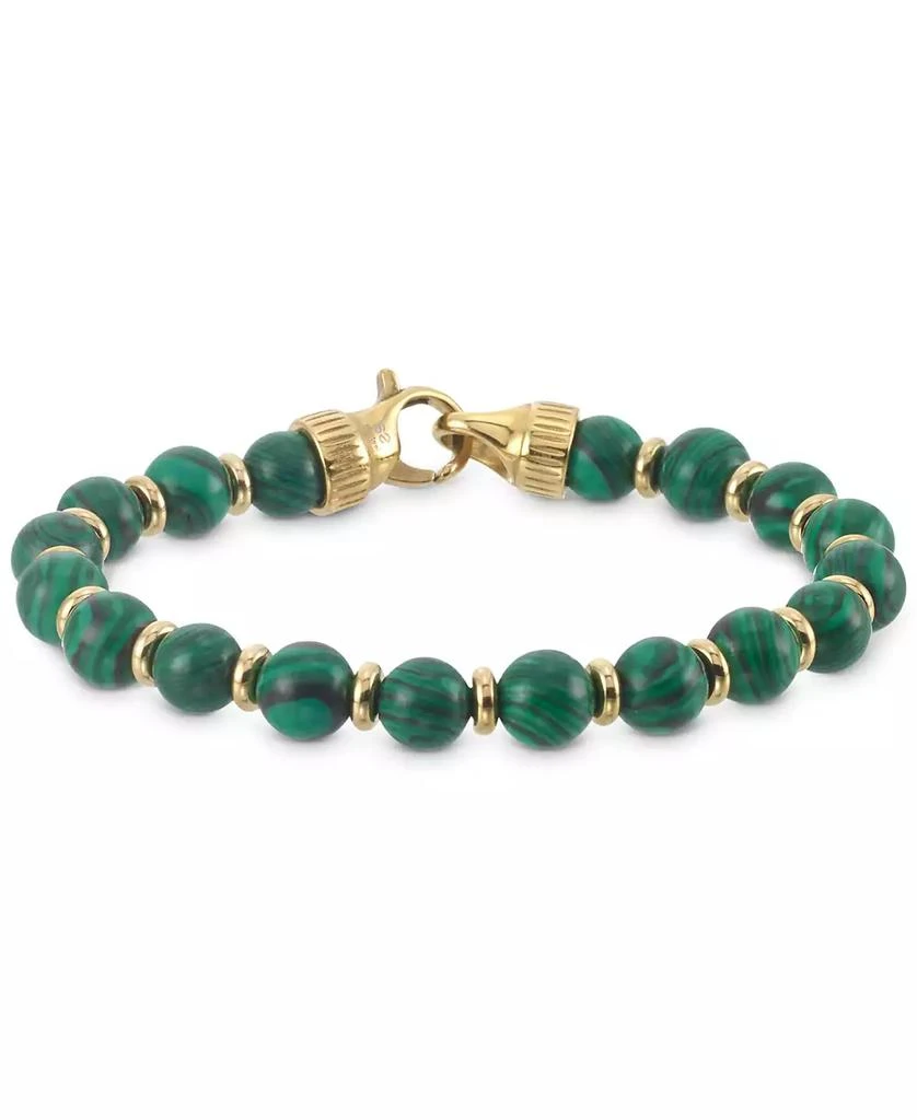 LEGACY for MEN by Simone I. Smith Malachite Bead Stretch Bracelet in Gold-Tone Ion-Plated Stainless Steel 1