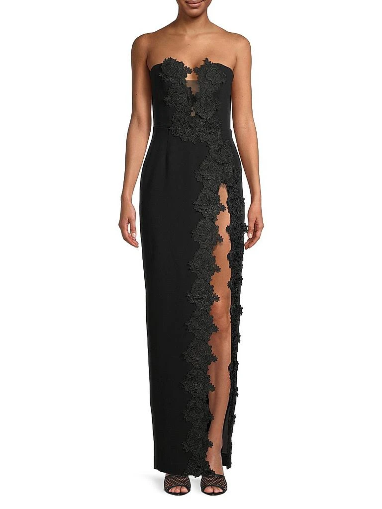 SAU LEE Florence Floral-Appliquéd Column Gown 3