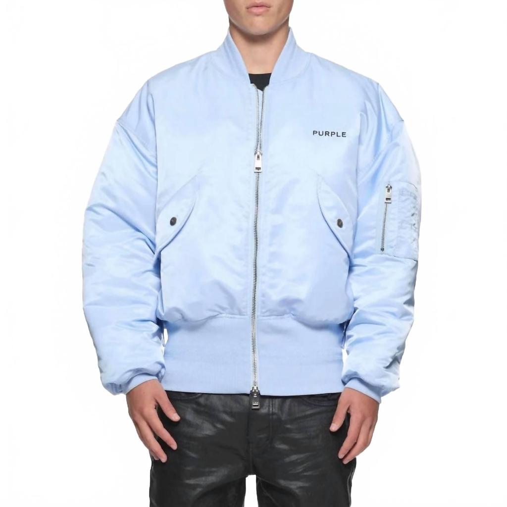 Purple Brand Wordmark Bomber Jacket In Blue