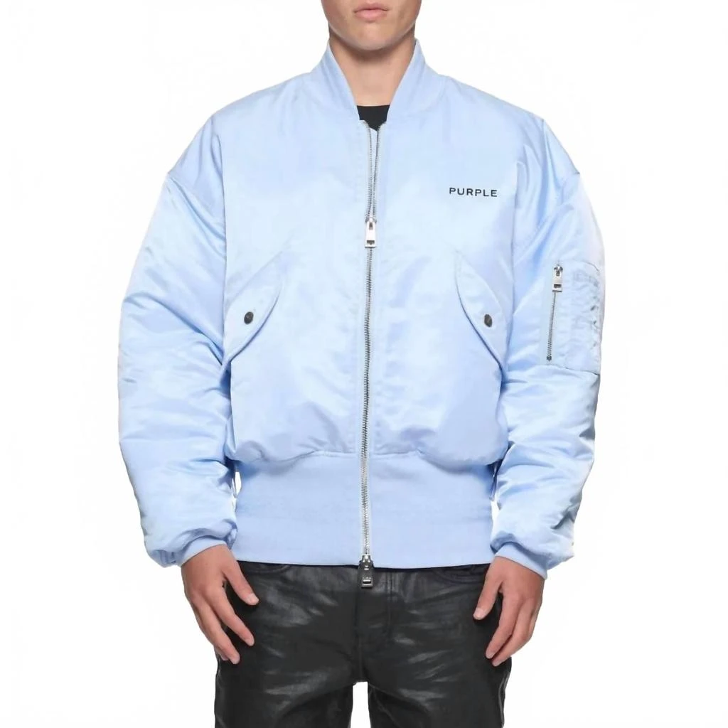 Purple Brand Wordmark Bomber Jacket In Blue 1