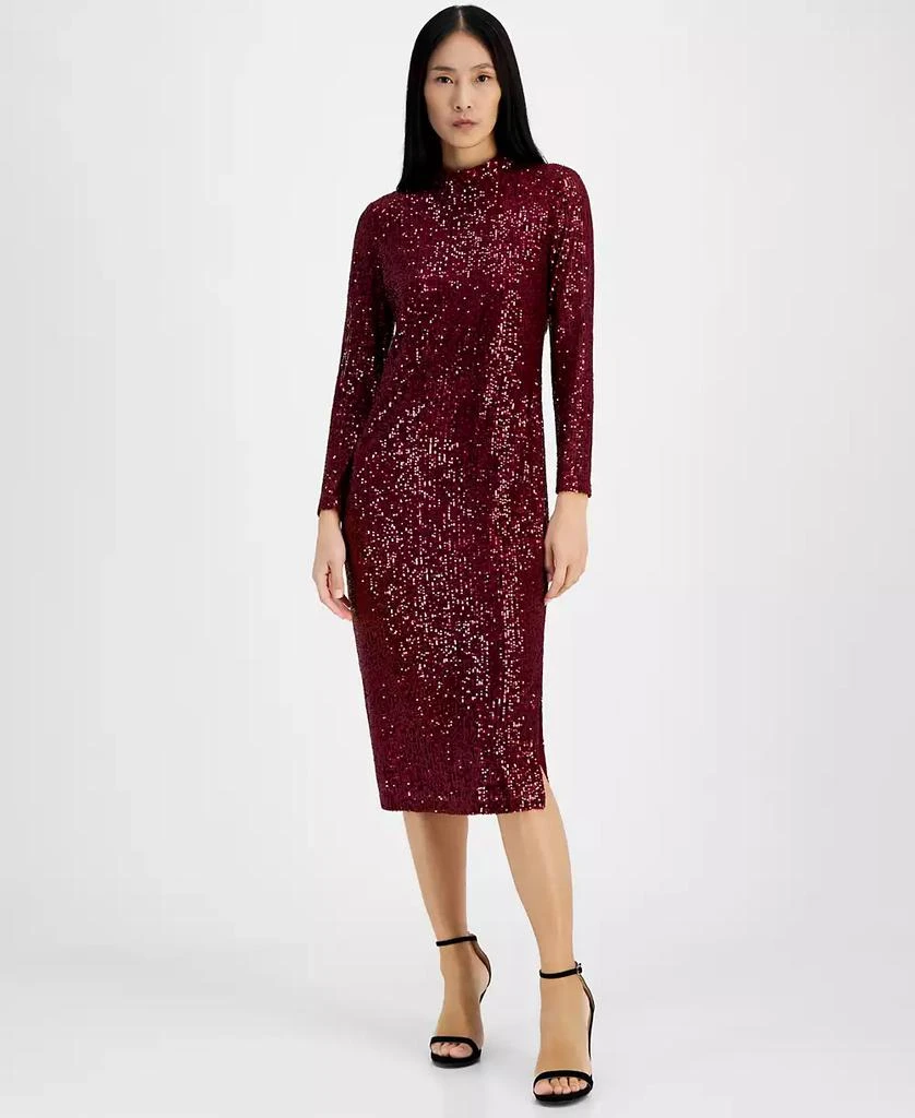 Anne Klein Women's Mock-Neck Sequin Midi Dress 2