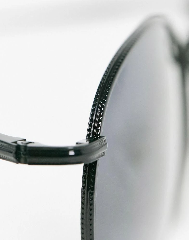 ASOS ASOS DESIGN round 90s sunglasses with smoke lens and metal in black 2