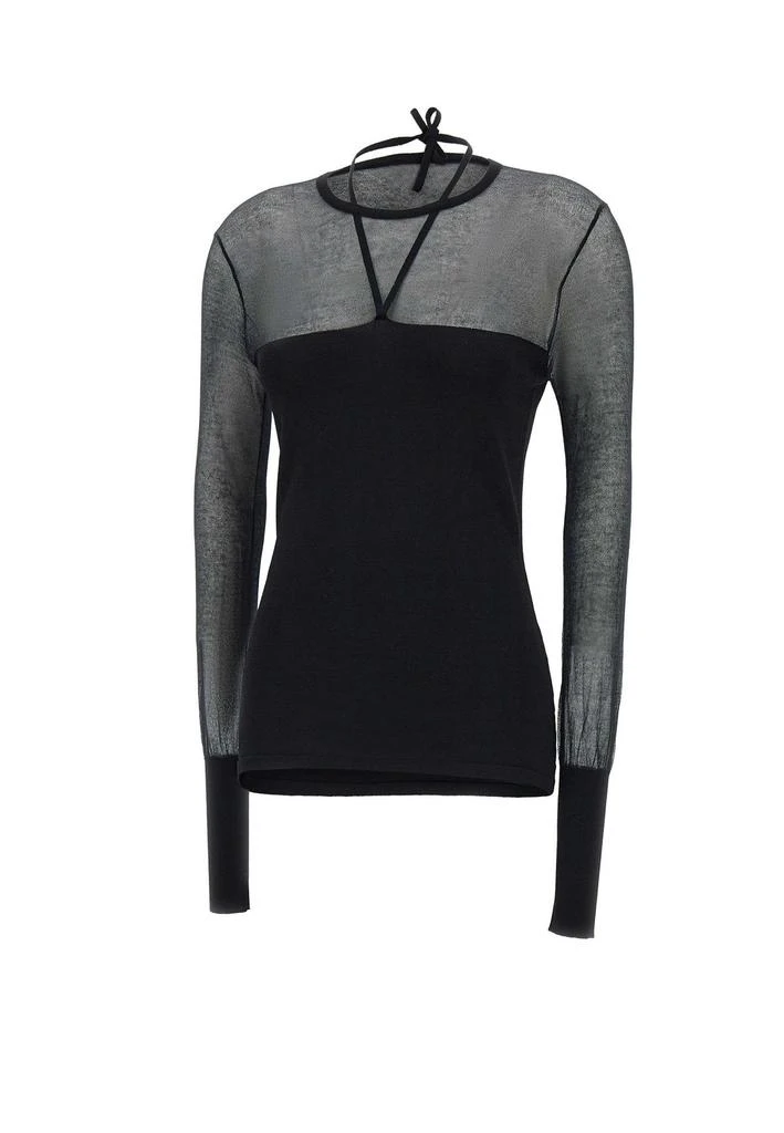 ANDREA ADAMO Andrea Adamo Sheer Panel Sweater from Cettire