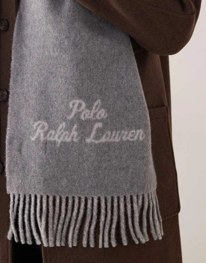 Ralph Lauren Polo Ralph Lauren large icon logo scarf in grey 2