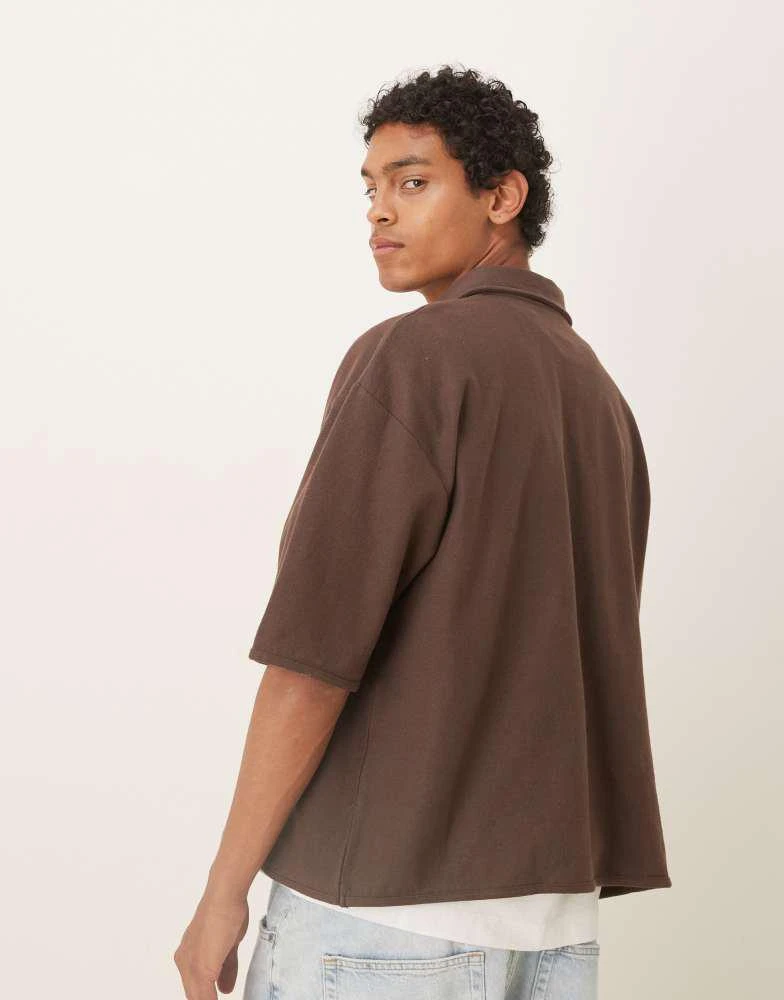 ASOS ASOS DESIGN oversized boxy polo with elasticated hem in brown 3