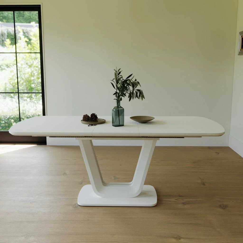 Streamdale Furniture Streamdale Expandable White Dining Table, U-Legs, Home/Office