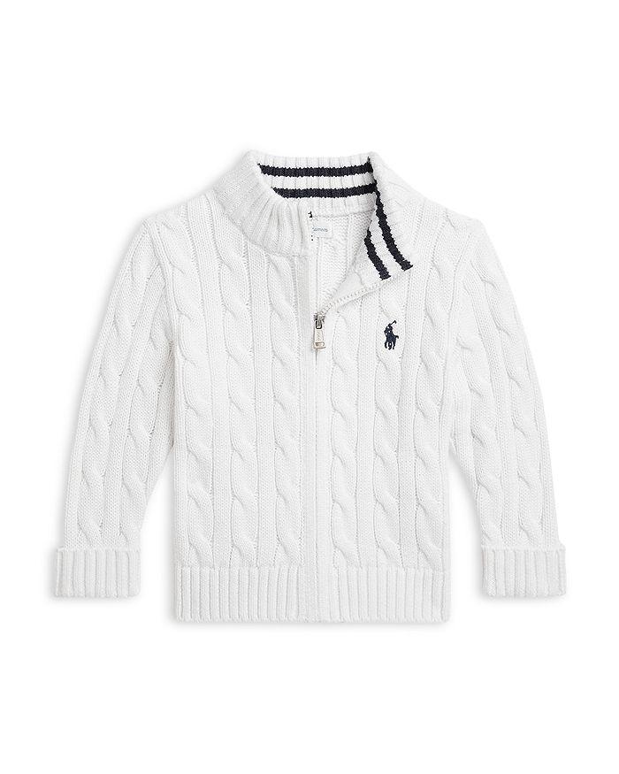 Ralph Lauren Polo Boys
 Cable Knit Cotton Full Zip Sweater - Baby