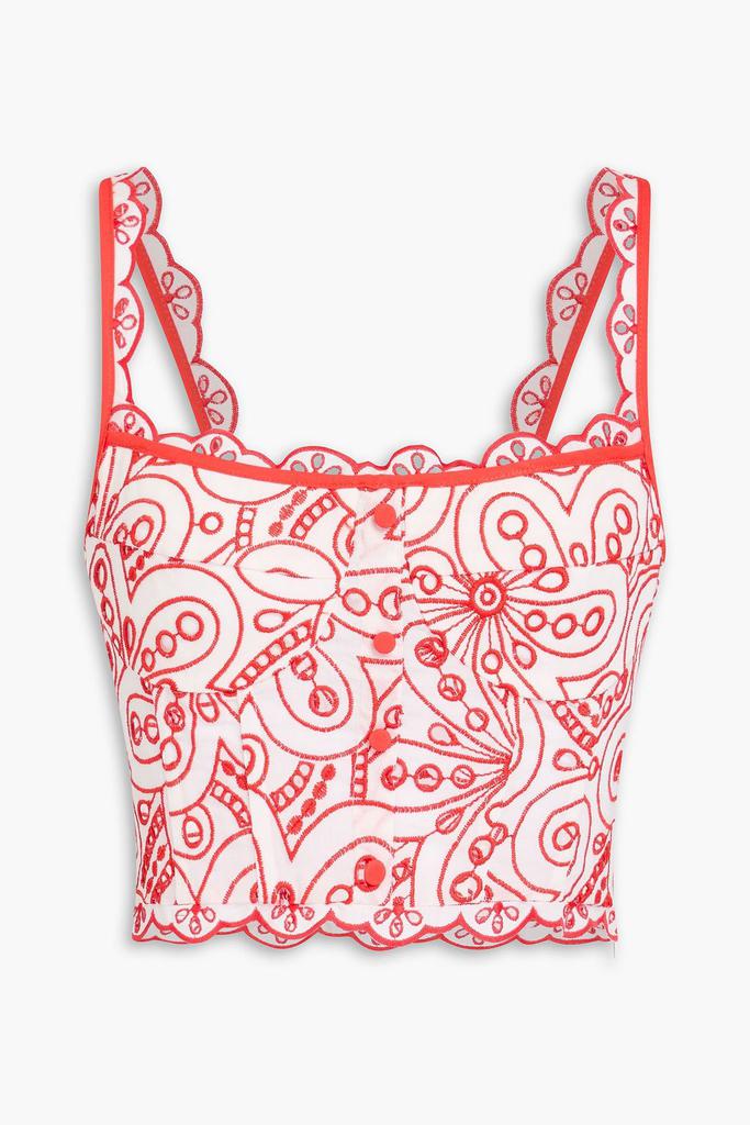 Charo Ruiz Ibiza Tessa cropped broderie anglaise cotton-blend top