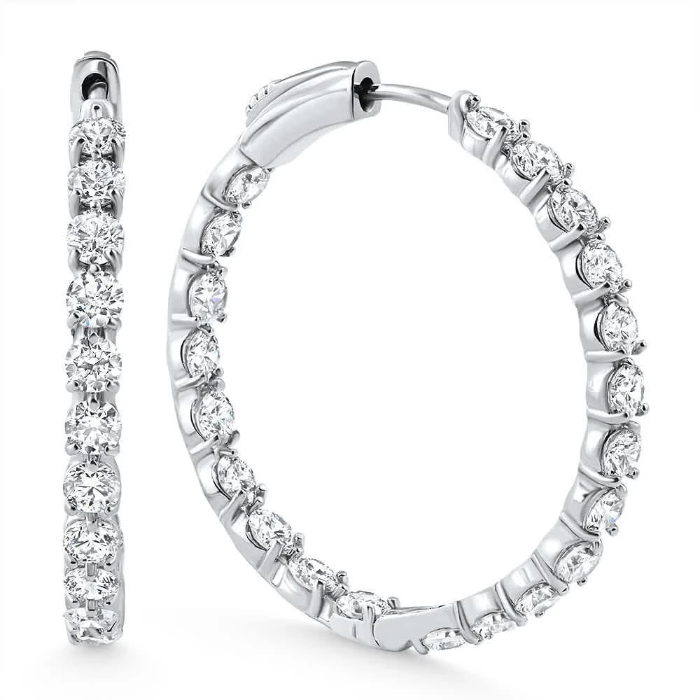 Pompeii3 4 1/2Ct Diamond Inside Outside Hoops Gold Women
s Earrings Lab Grown 1.25" Tall Size: 1.25" Tall