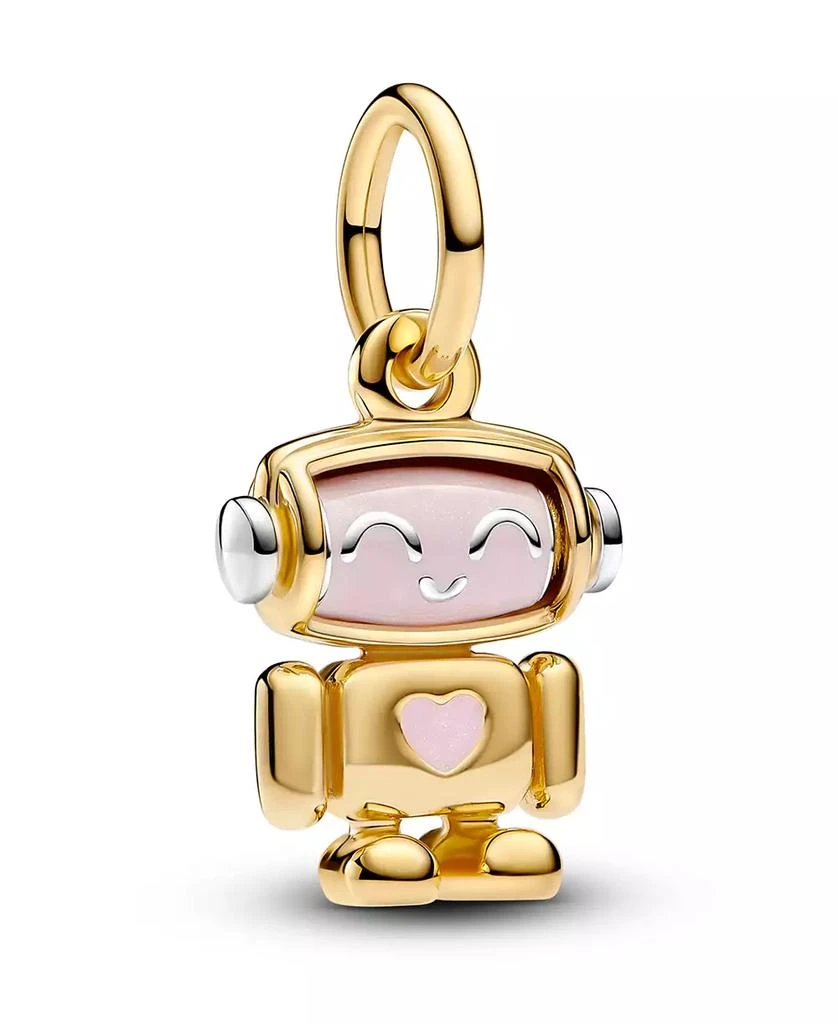 PANDORA Sterling silver and 14k Gold-plated unique metal blend Spinnable Face Robot Dangle Charm 1