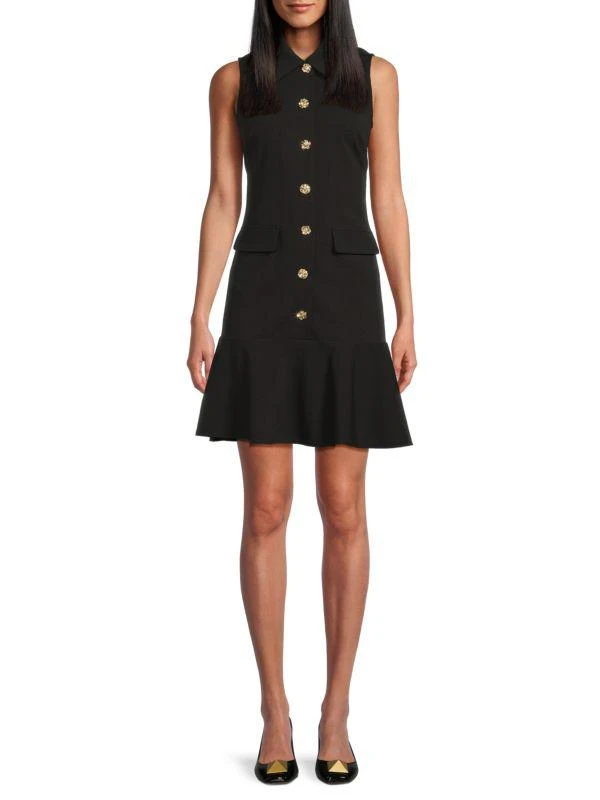 Karl Lagerfeld Paris Women's Sleeveless Flounce Hem Short Dress - Almond Blossom - Size 14