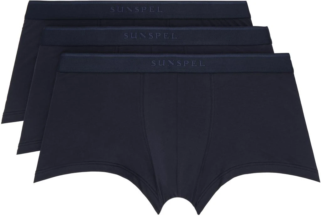 Sunspel Three-Pack Navy Stretch Cotton Boxer Briefs 1