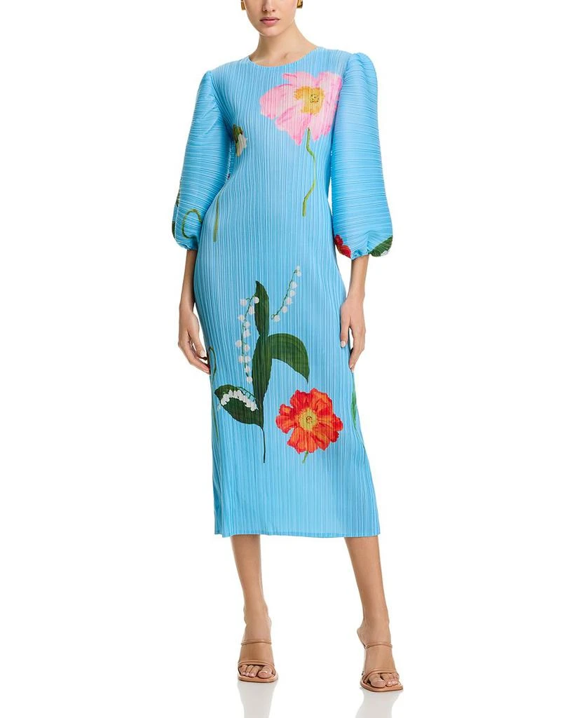 Nancy Yang Crinkled Puff Sleeve Dress 1