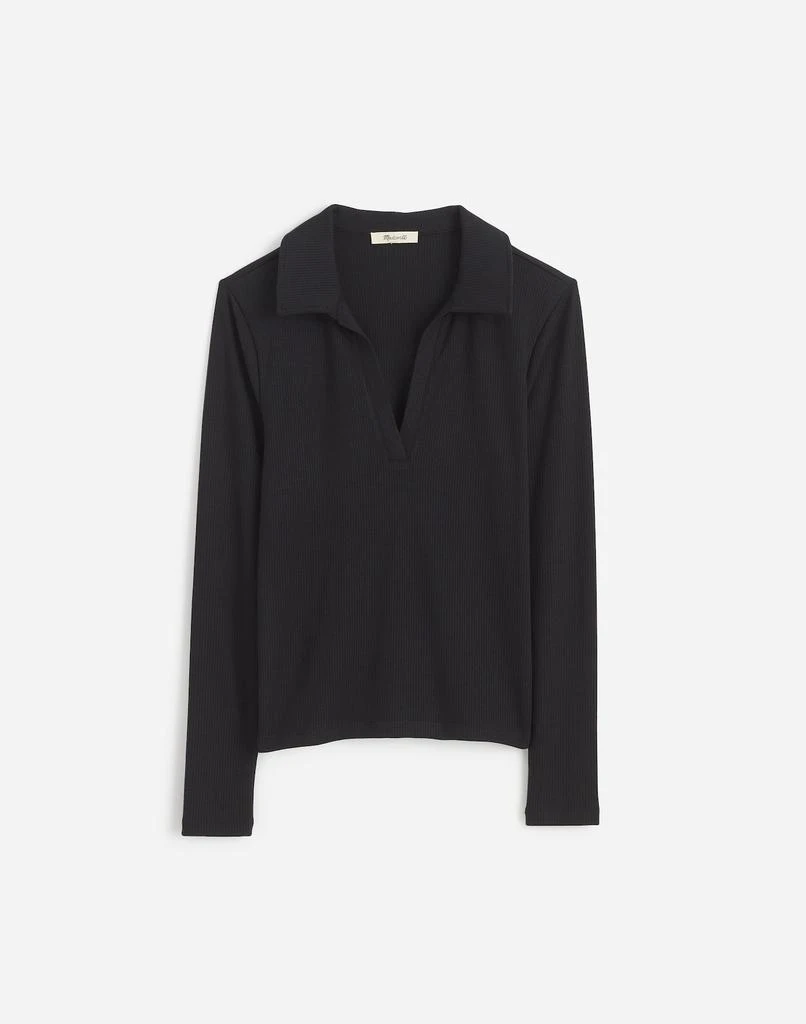 Madewell Drapey Rib Long-Sleeve Polo Top 6