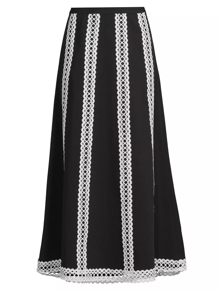 Misook Contrast Lace & Twill Midi Skirt 1