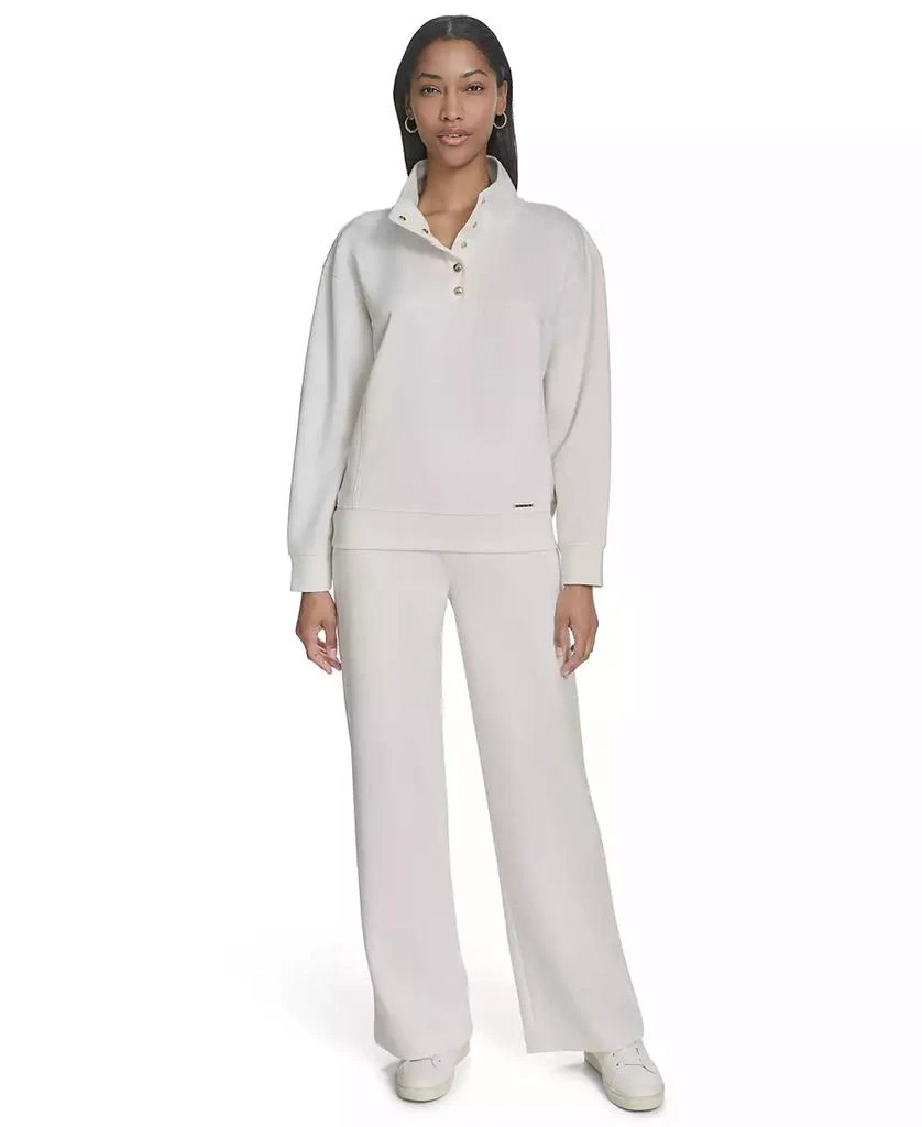 HALSTON Women's Snap-Collar Long-Sleeve Pullover 5