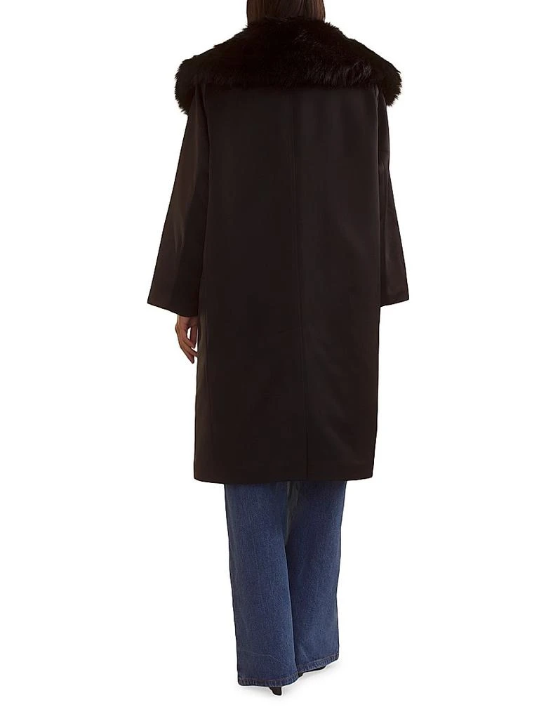 Cynthia Rowley Faux-Fur Collar Satin Coat 4