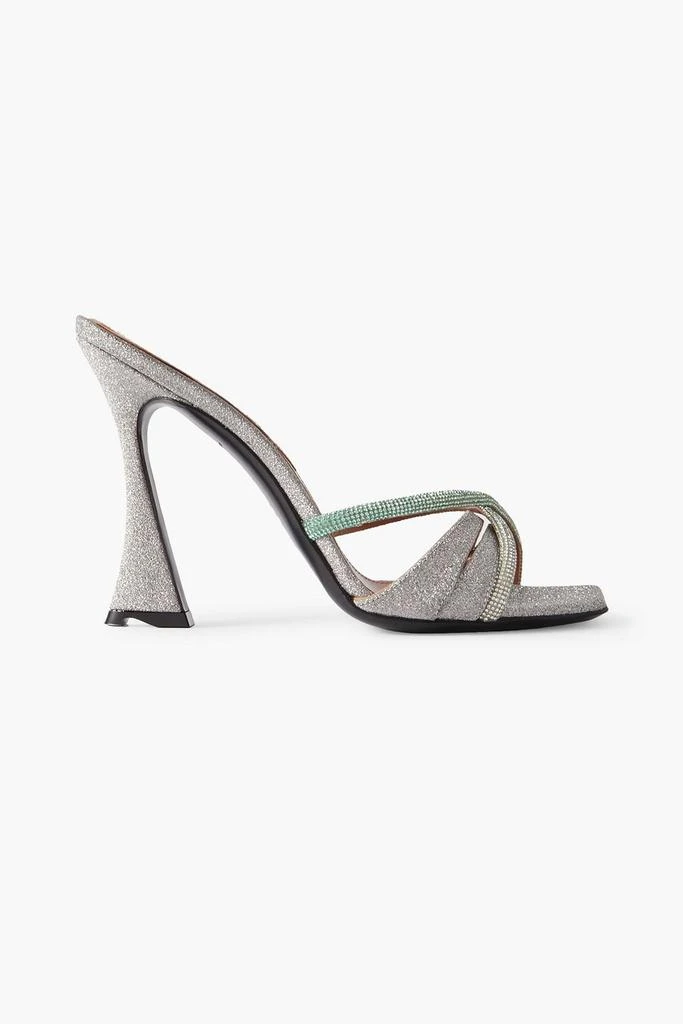 D'ACCORI Lust crystal-embellished glittered leather mules 1
