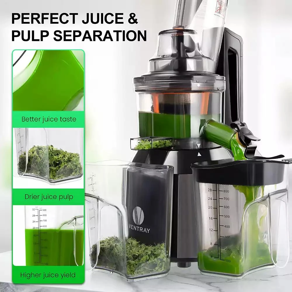 Ventray Big Feeding Mouth Masticating Juicer, Large Chute Juice Extractor for Fruit 
Vegetable 5