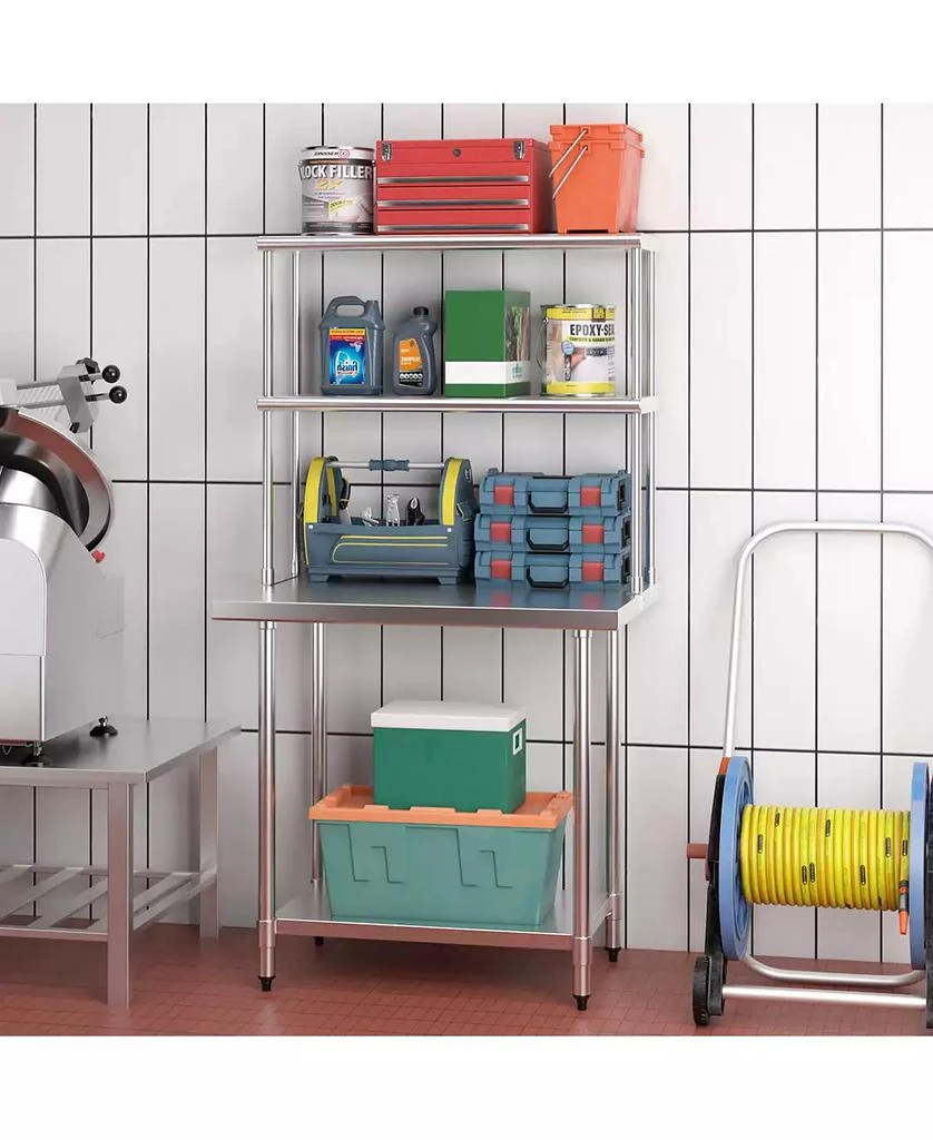 SUGIFT 36 x 12 Inch Kitchen Stainless Steel Overshelf with Adjustable Lower Shelf 6