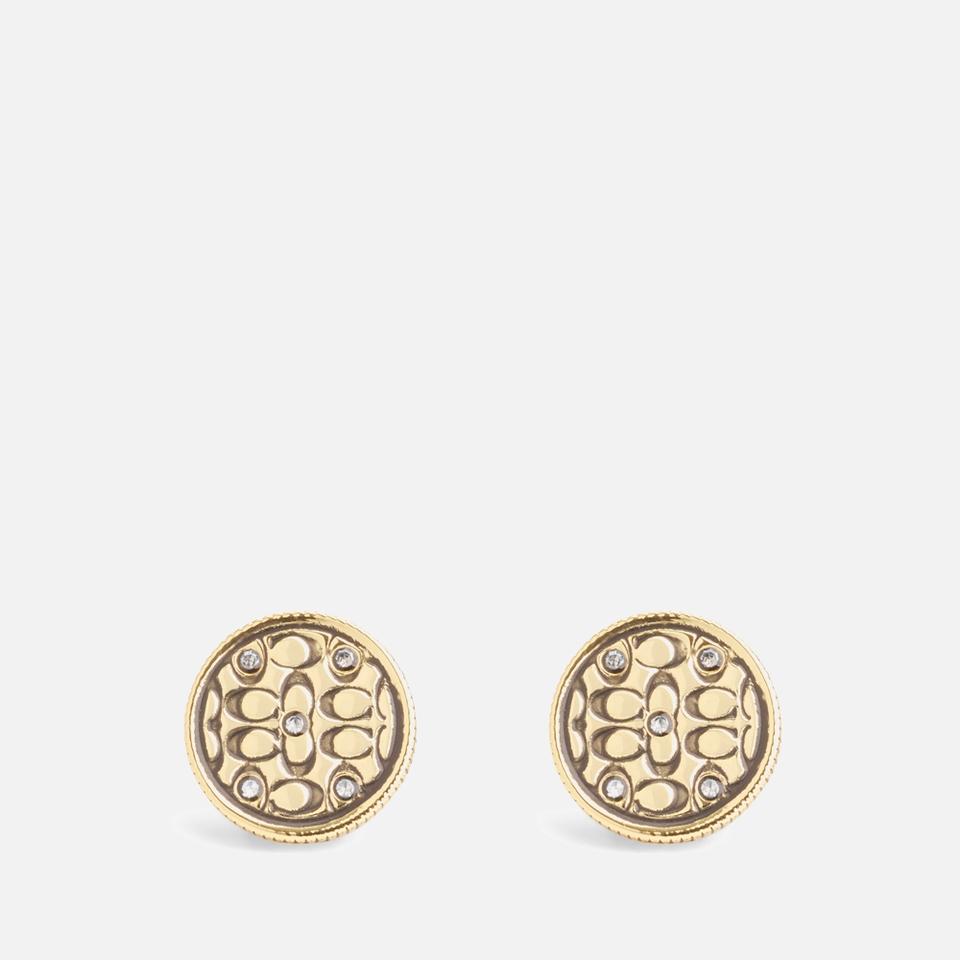 Coach Coach Signature Quilted Coin Stud Earrings