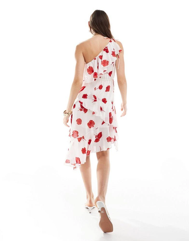 ASOS ASOS DESIGN one shoulder layered mini dress in two tone floral print 4