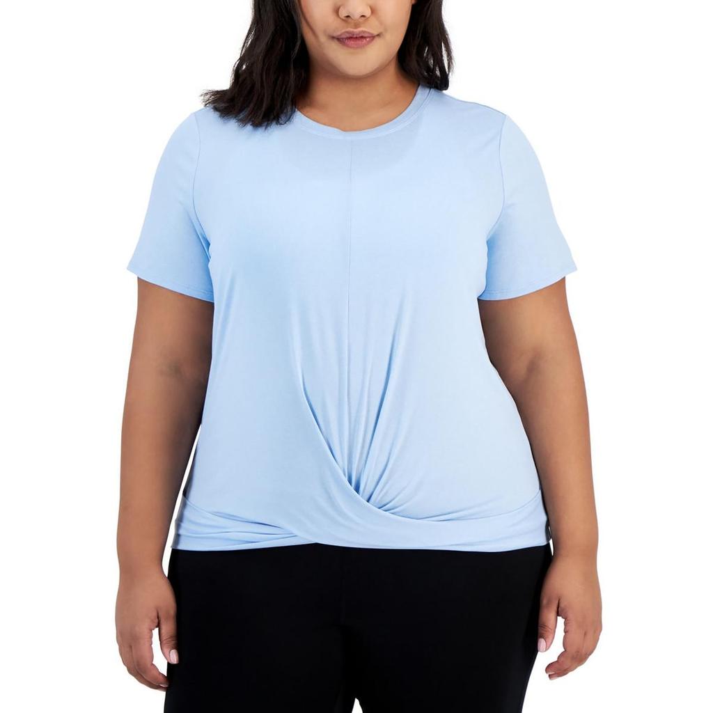 Ideology Plus Womens Solid Recycled Polyester Pullover Top