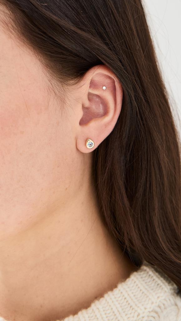 Marlo Laz 14k Gemma Pear Aquamarine Studs