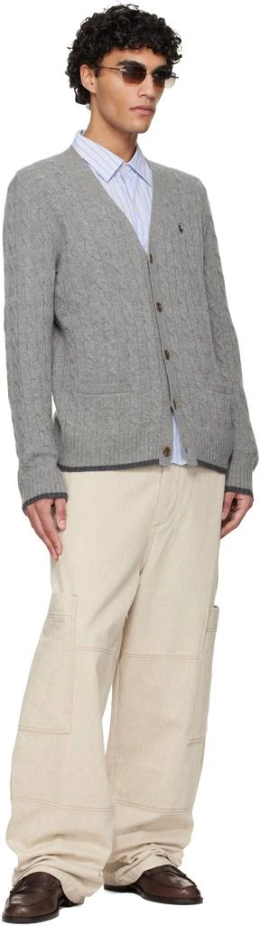 Ralph Lauren Gray Cable-Knit Wool-Cashmere Cardigan 4