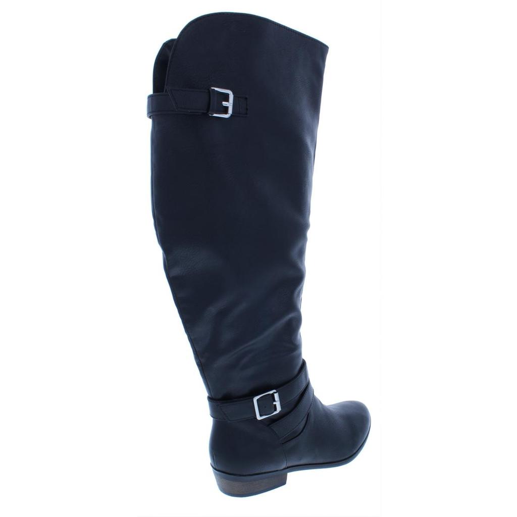 Material Girl Carleigh Womens Wide Calf Faux Leather Riding Boots