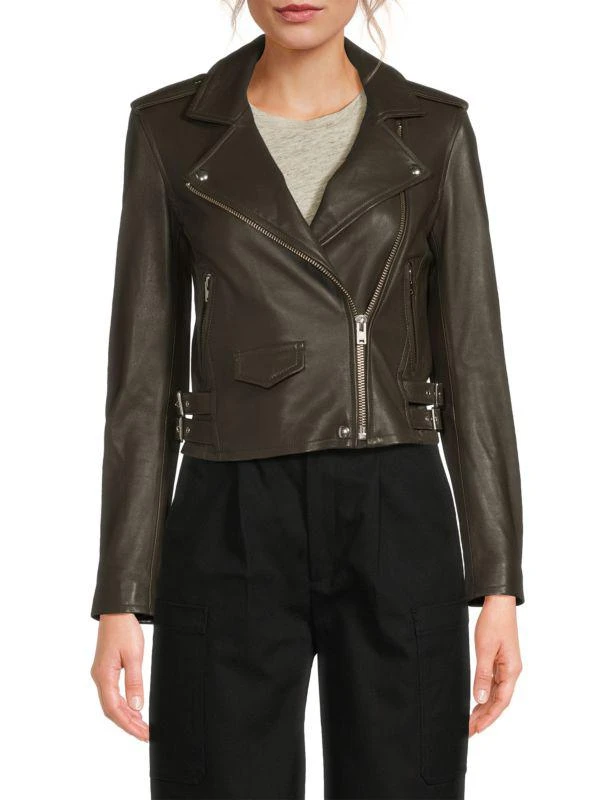 IRO Ashville Leather Cropped Biker Jacket 1