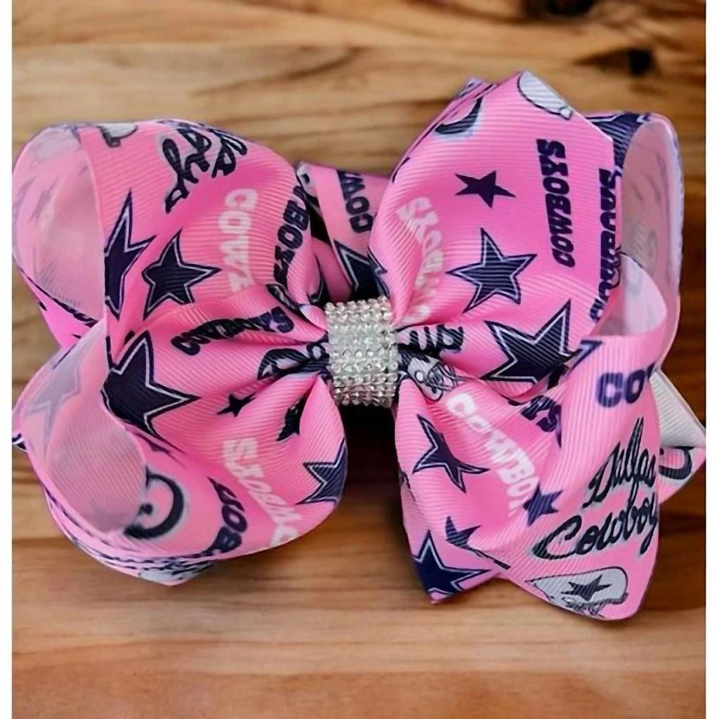 KIDSCHARM Kidscharm - Girl
s Large Dallas Cowboys Double Layer Hair Bow With Rhinestones