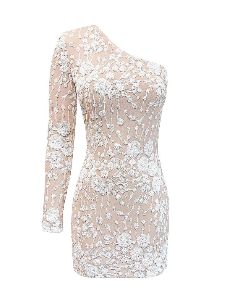 Dress The Population Serena Women's Asymmetric Bodycon Dress - White/Nude - XL