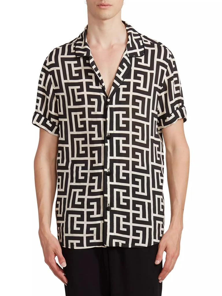 Balmain Monogram-Print Button-Up Shirt 3