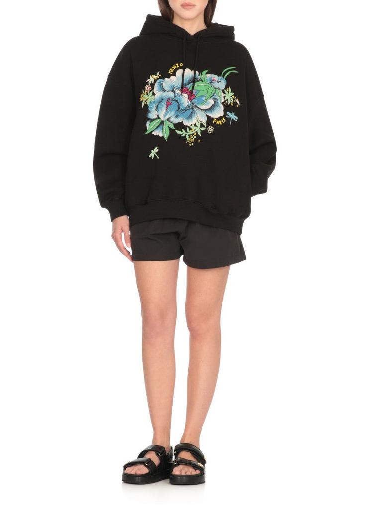 Kenzo Black Cotton Hoodie With Logo