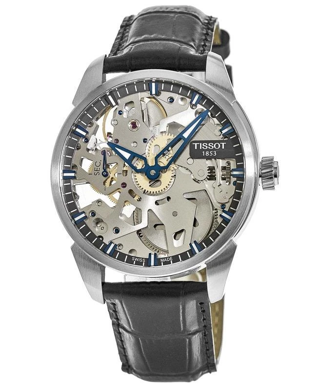 Tissot Tissot T-Complication Squelette Mechanical Skeleton Dial Leather Strap Men's Watch T070.405.16.411.00 1