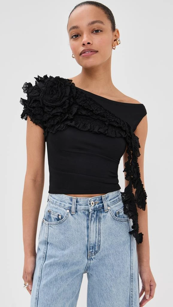 Rokh Flower Draped Off Shoulder Top 1
