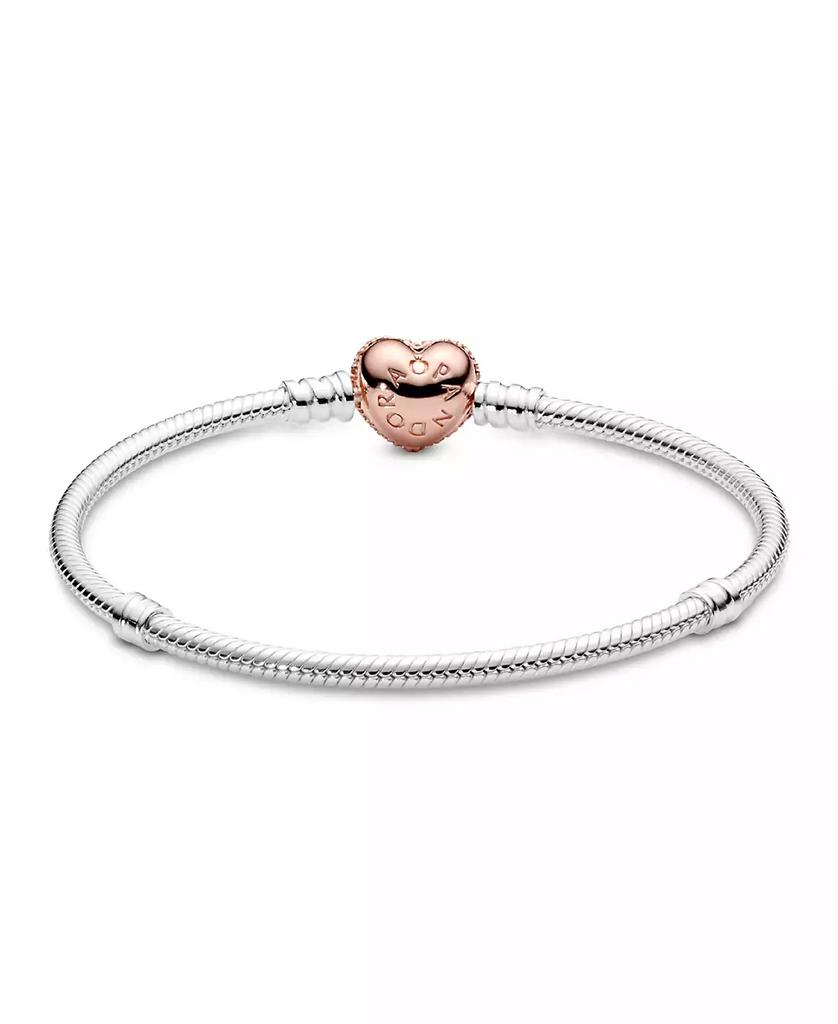PANDORA Moments Cubic Zirconia Pave Heart Clasp Snake Chain Bracelet