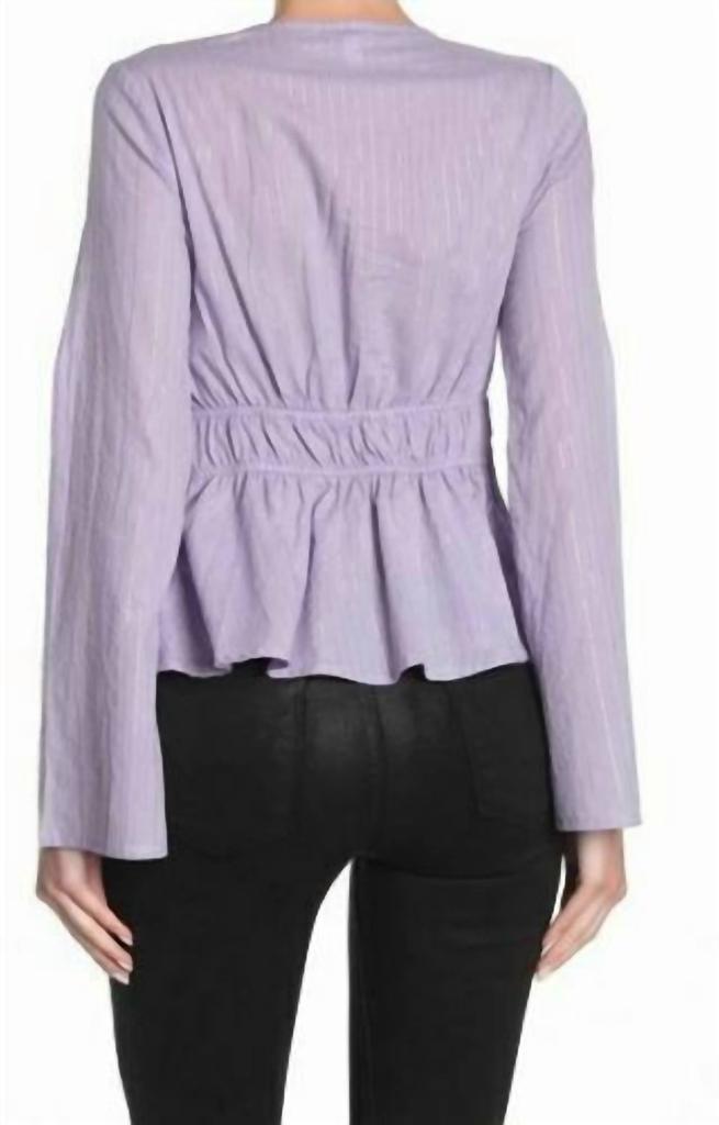 Love, Fire Love, Fire - Metallic Stripe Bell Sleeve Shirt Blouse
