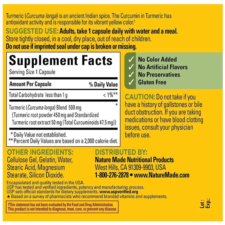 Nature Made Turmeric Curcumin 500 mg Capsules 4