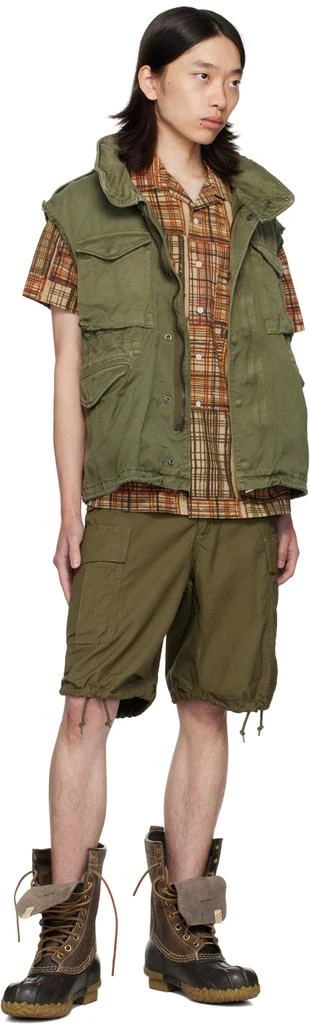 BEAMS PLUS Brown Block Print Shirt 4