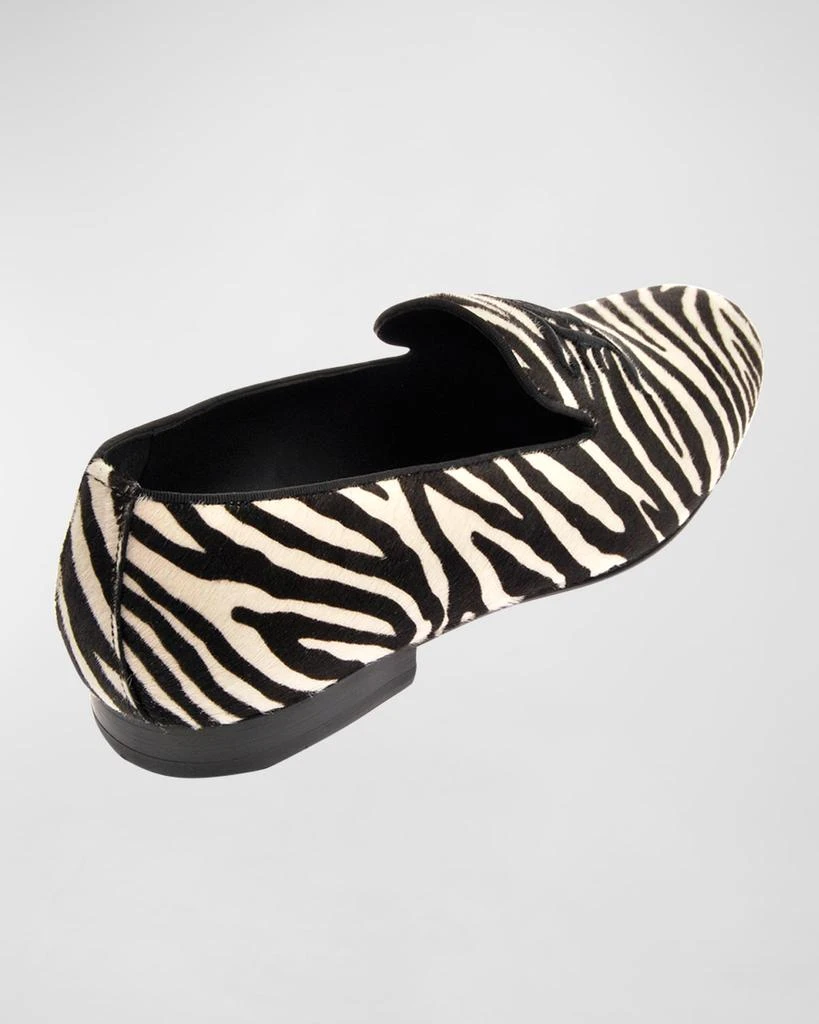John Galliano Paris Men's Zebra-Print Calf Hair Monogram Loafers 3