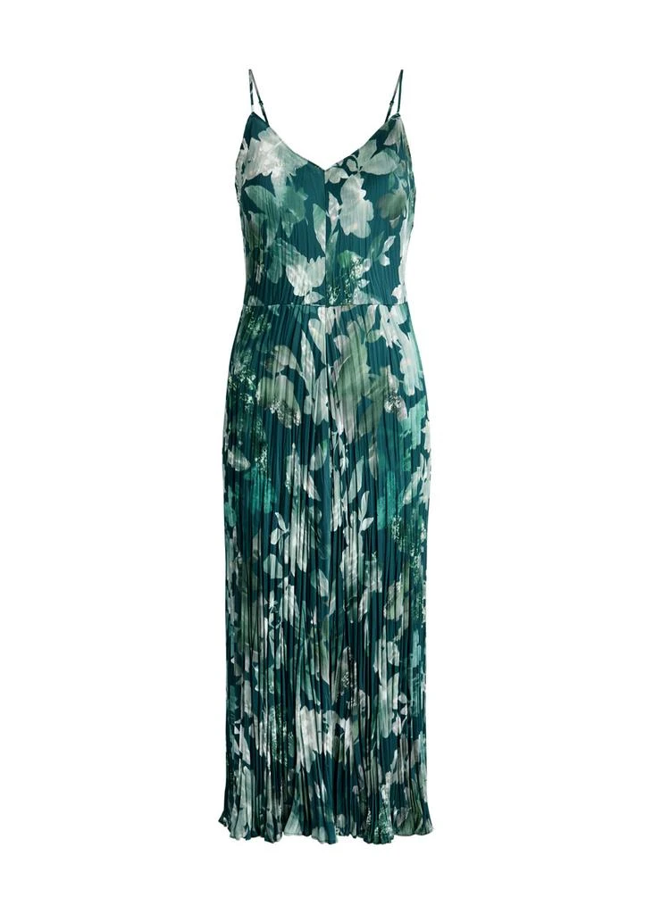 Vince Printed plissé satin midi dress  1