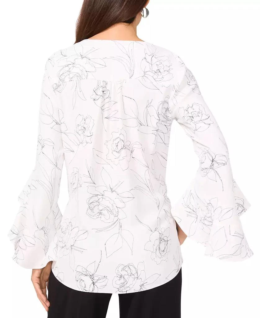 Vince Camuto Women's Floral V-Neck 3/4-Flutter-Sleeve Blouse 2
