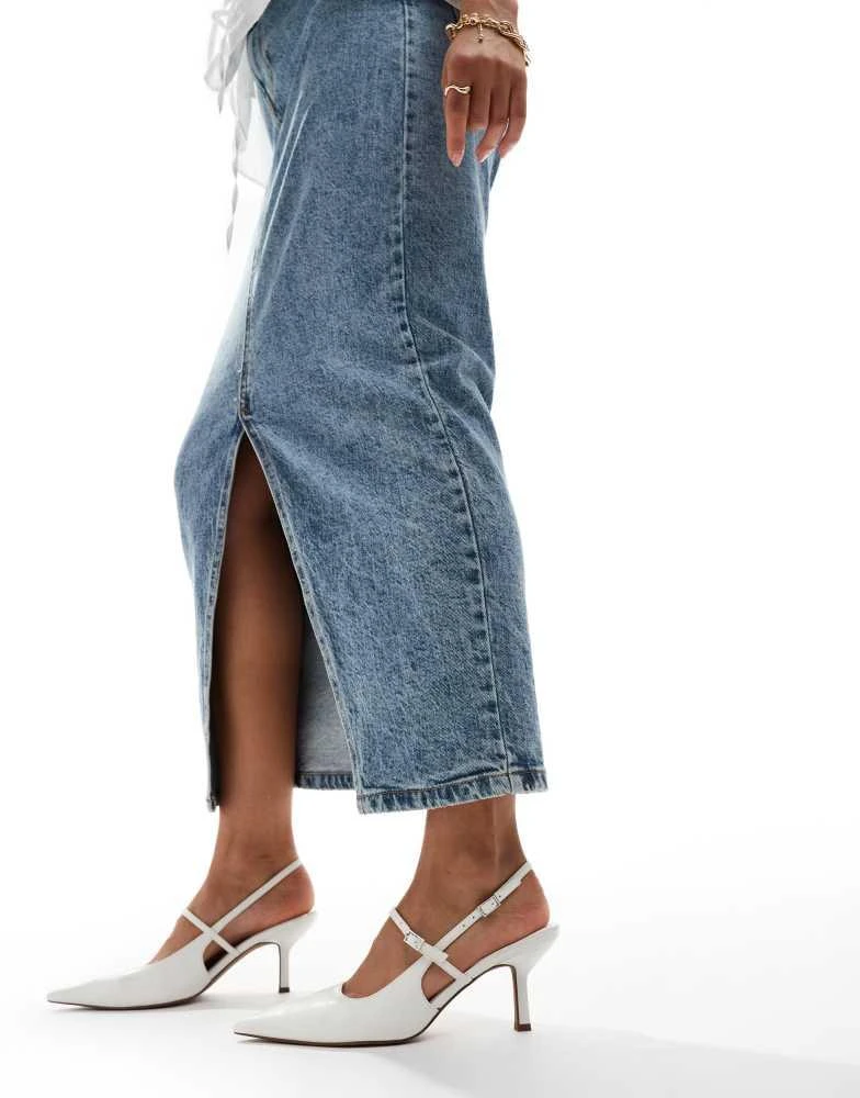ASOS ASOS DESIGN Swipe mary-jane mid heeled shoes in white 3